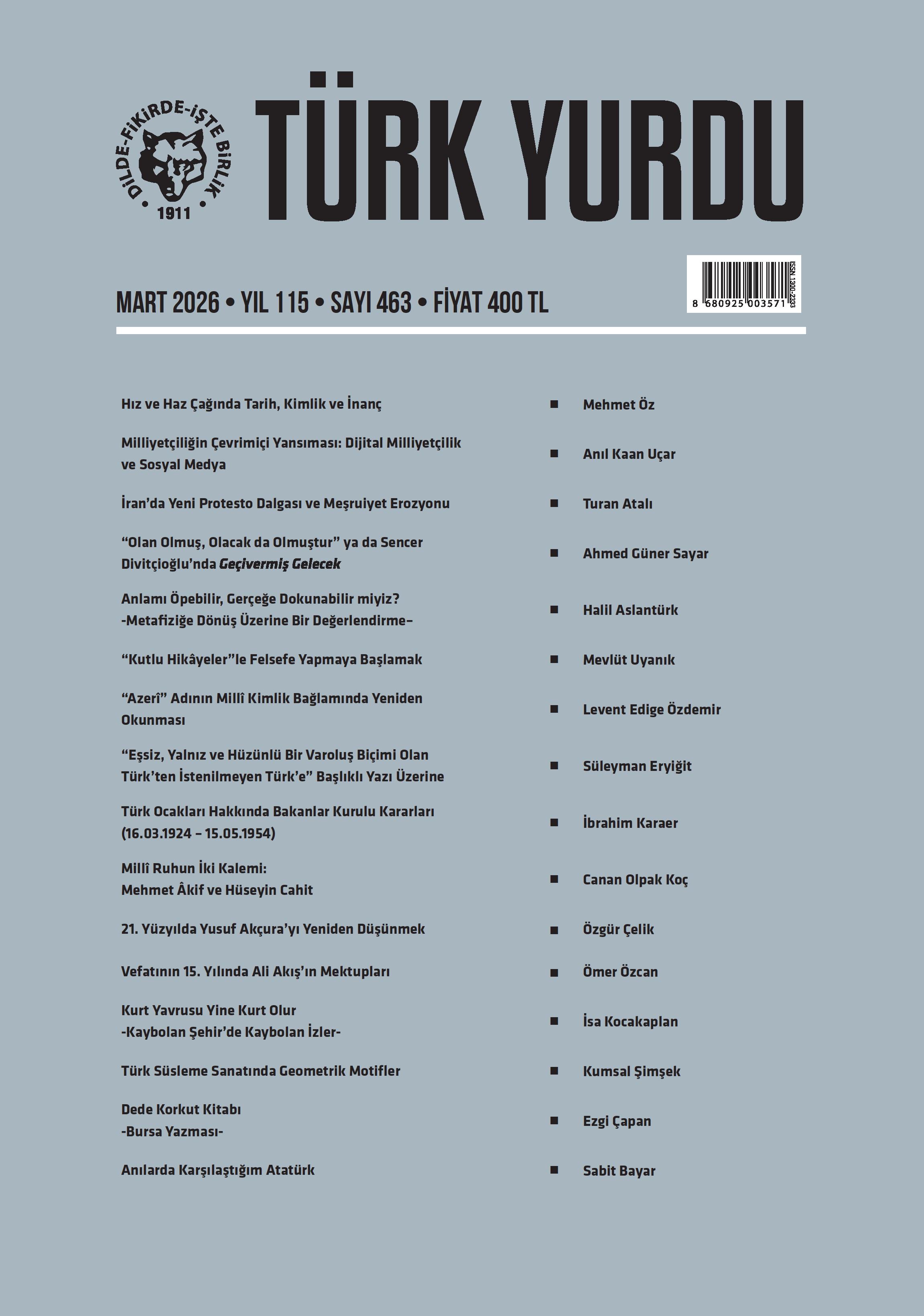 Türk Yurdu Mart 2026