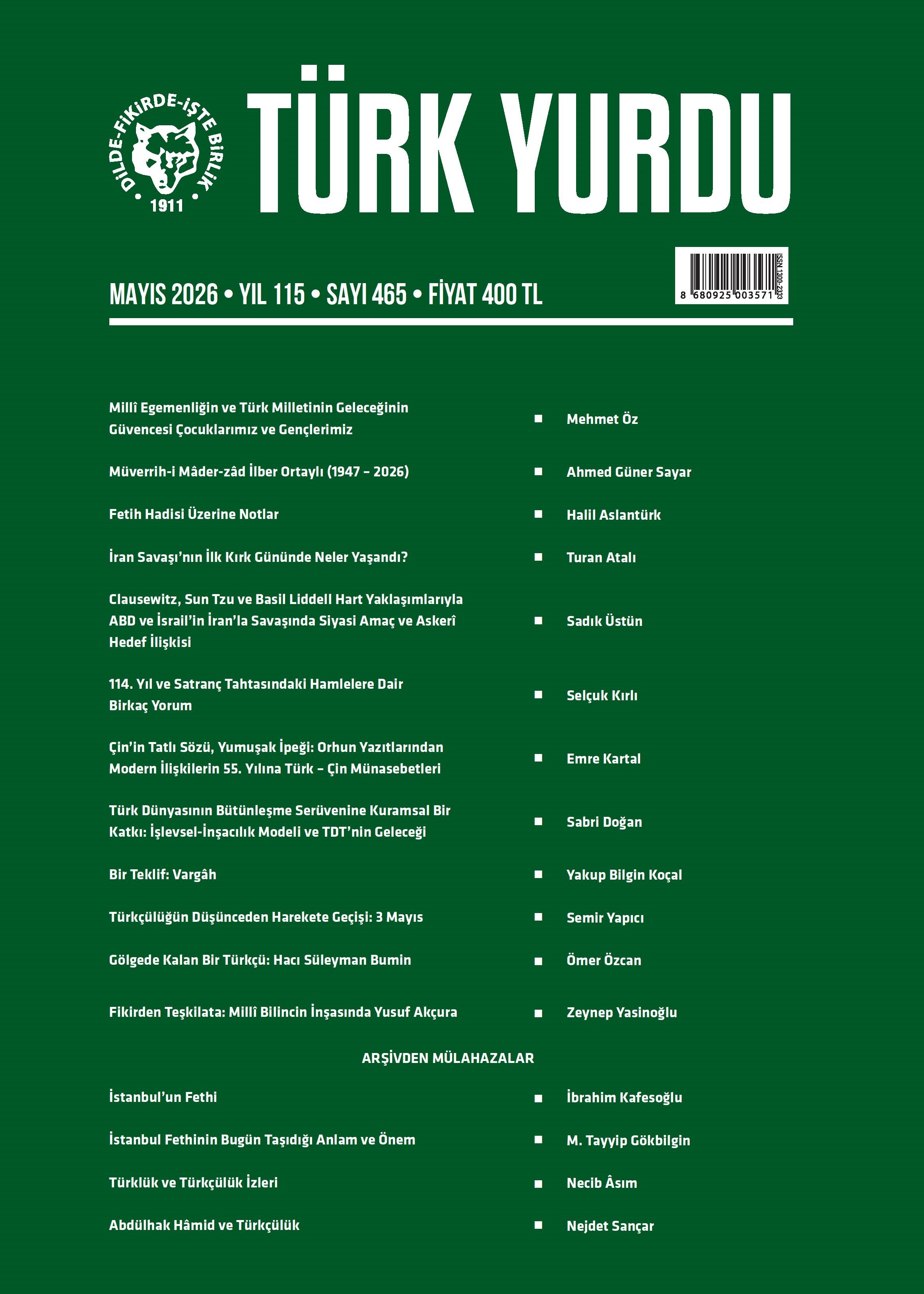 Türk Yurdu Mayıs 2026